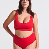 Bas de Maillot de Bain Menstruel Sculptant Rouge (Taille haute)