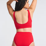 Bas de Maillot de Bain Menstruel Sculptant Rouge (Taille haute)