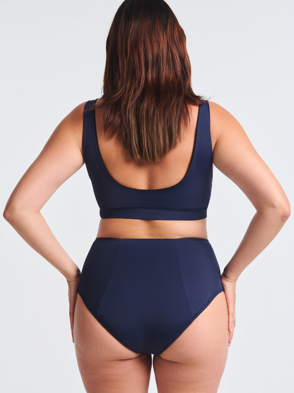 Bas de Maillot de Bain Menstruel Sculptant Bleu Marine (Taille haute)