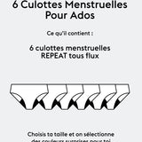 Le Pack Mystère de 6 Culottes Menstruelles REPEAT Pour Ados